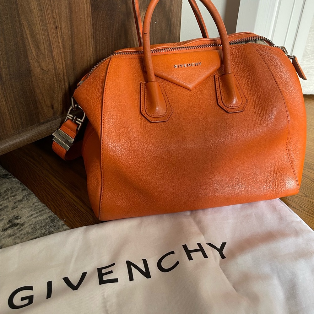 Authentic Givenchy Sugar Goatskin Mini Antigona Orange